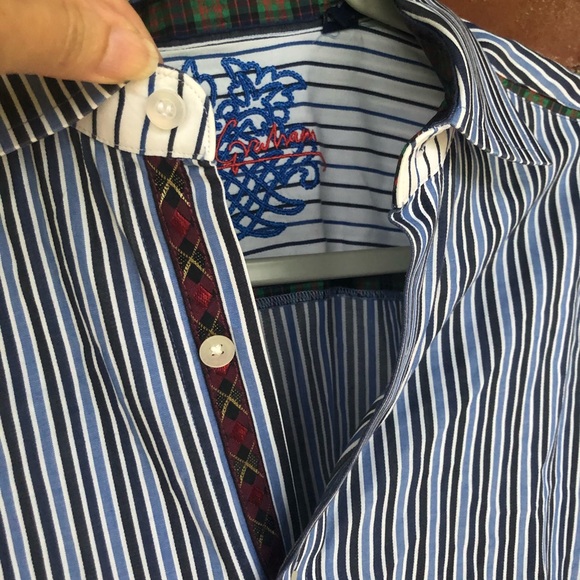 Robert Graham blue and white button down size L - Picture 3 of 7